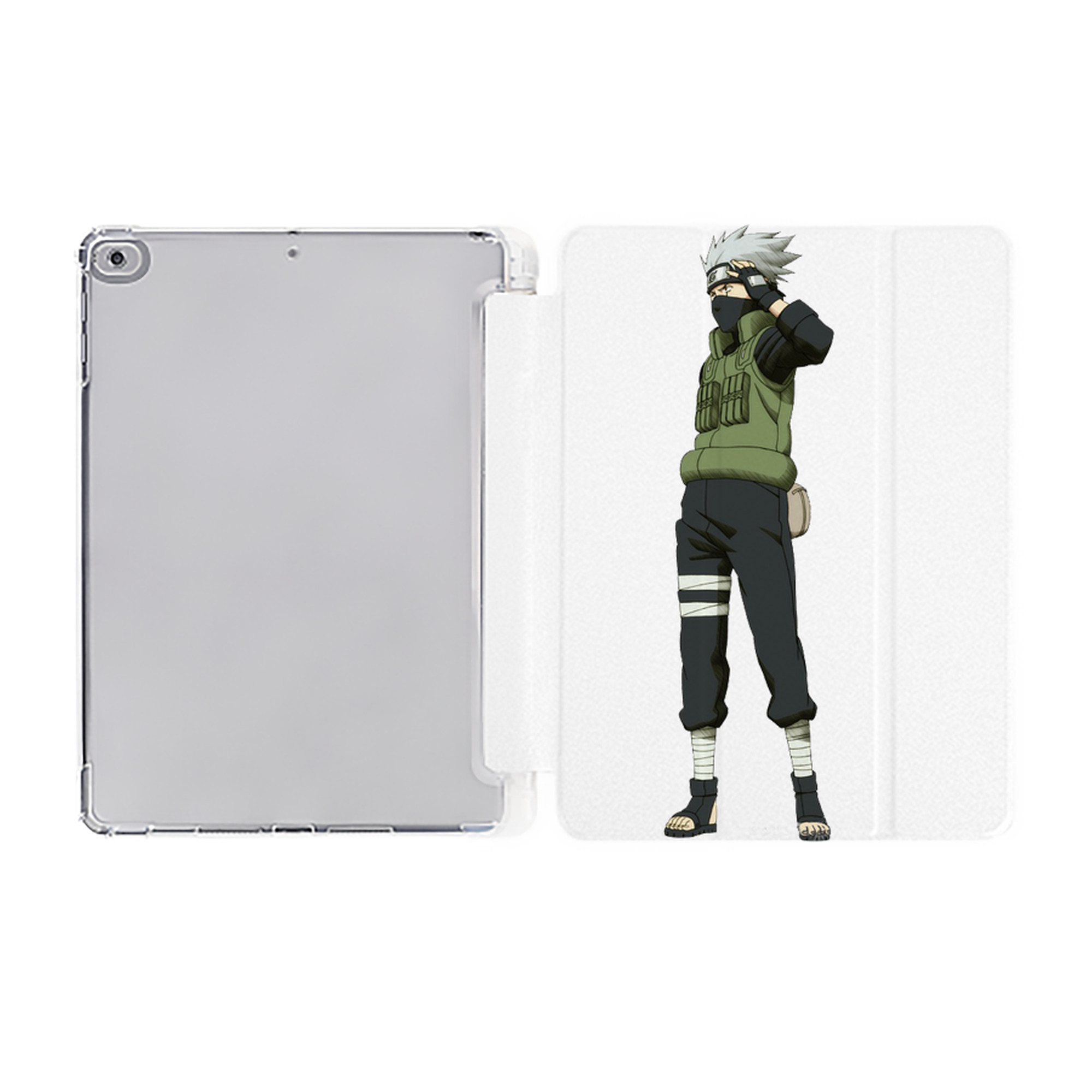 （画像用） NARUTO -ナルト- はたけ カカシ Hatake Kakashi IPad ケース ペン収納付き 三つ折りスタンド PUレザー×シリコン 対応機種9.5/10.5/10.9インチ